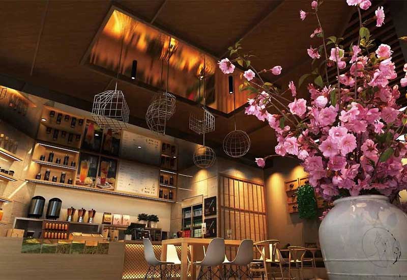 中牟奶茶店裝修設(shè)計：飲品品牌合作展示區(qū)的設(shè)計